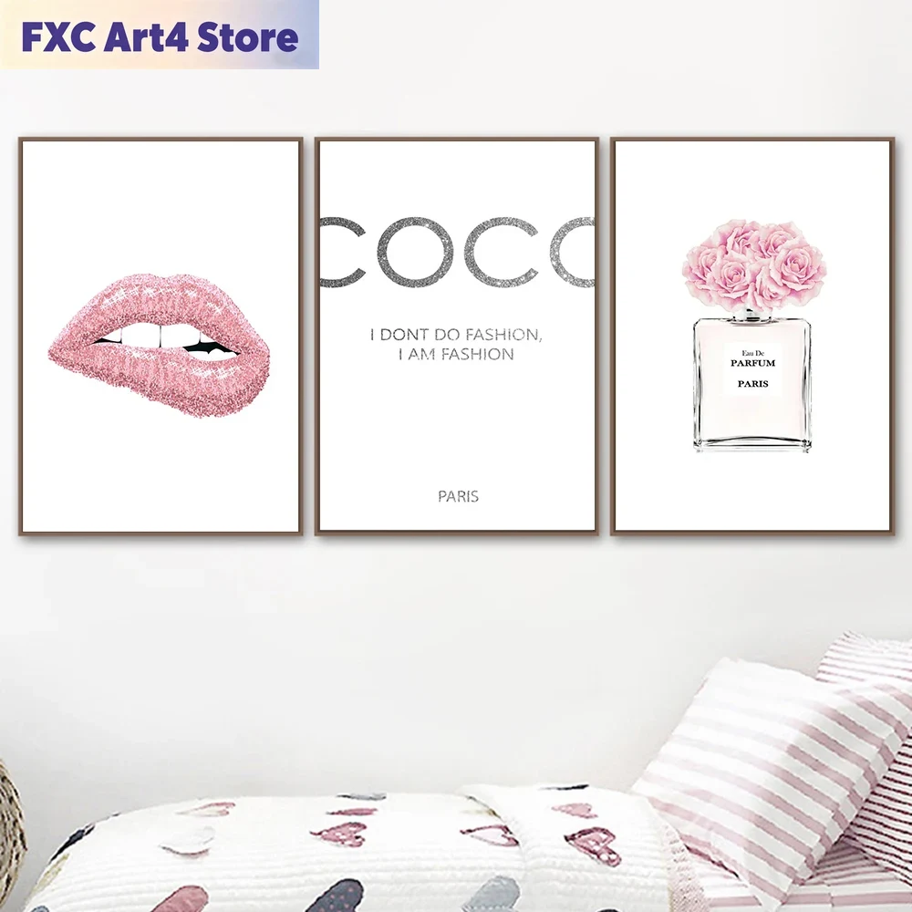 Perfume Fragrance House - Frameless Fashion Flower Perfume Pink Lips