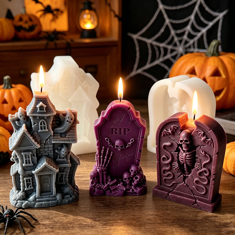 Perfume Fragrance House - Halloween Tombstone Silicone Mold Haunted House