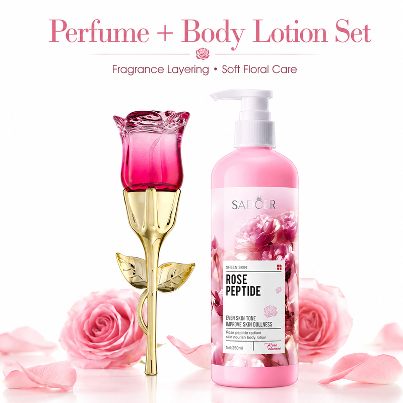 Rose Perfume & Body Lotion Set - Perfume Fragrance Lotion ulasan dan harga
